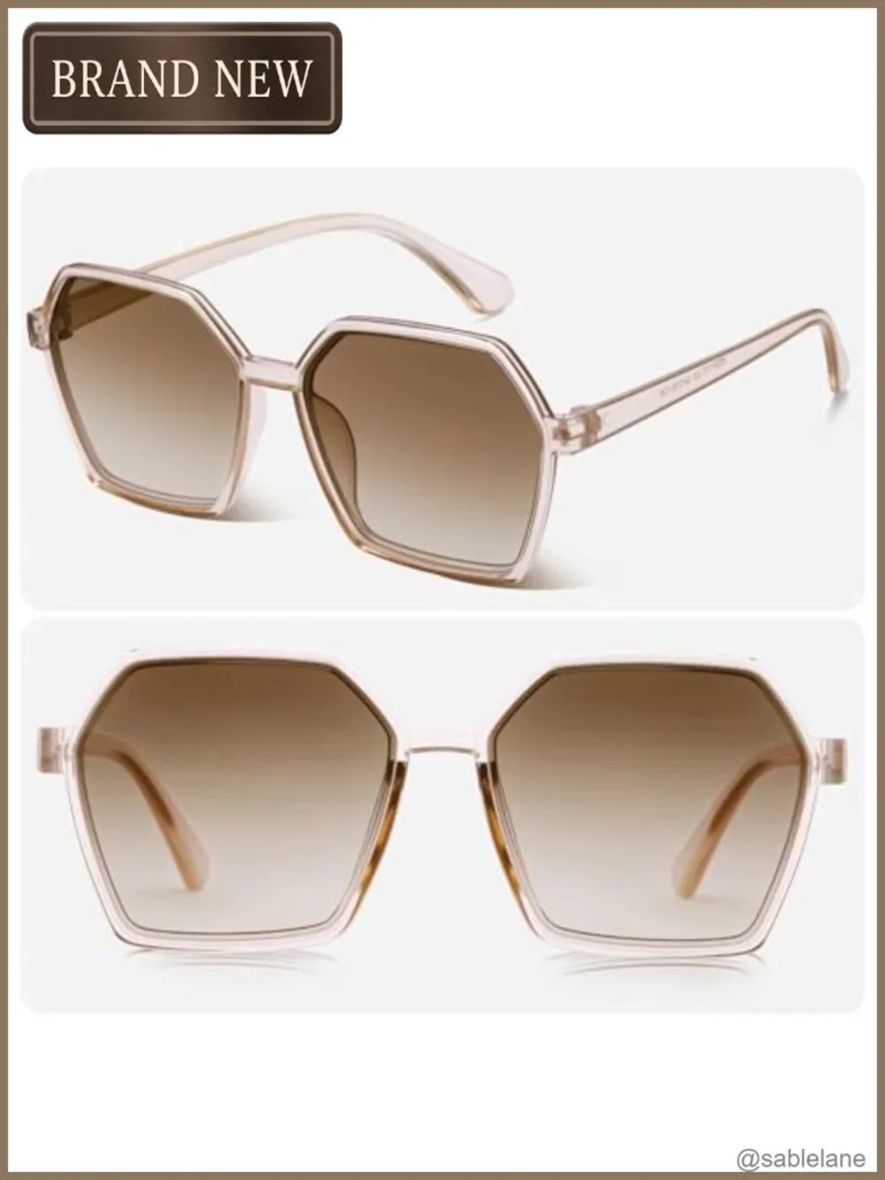 Oversized Square Sunglasses 2 Pair Set UV Protection Polycarbonate Frame